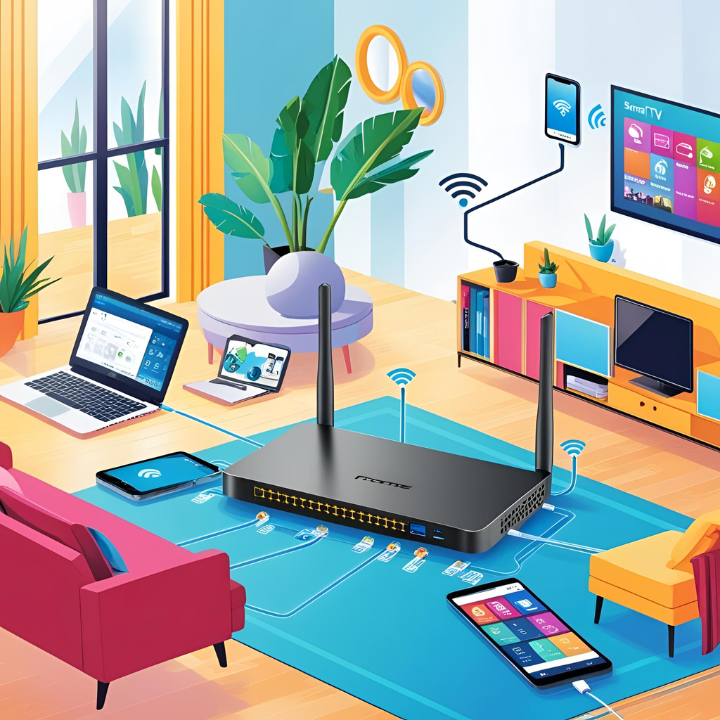 home networking set up cartoonish