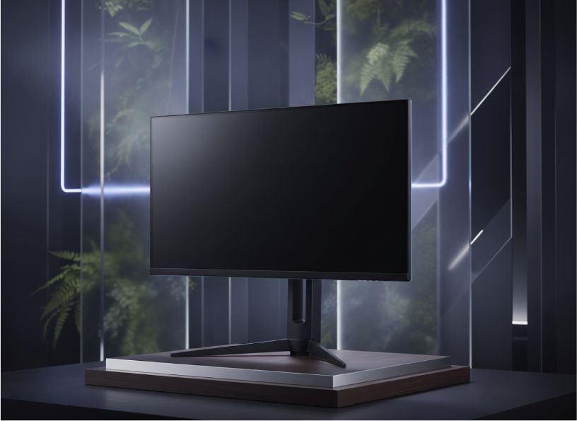 a monitor on a desk